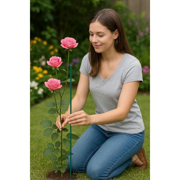 Tutores para Plantas - Soporte para Plantas de 60 cm - Ø 5,5/6mm estacas para jardín - Flores - Varillas -Color Verde - Imagen 3