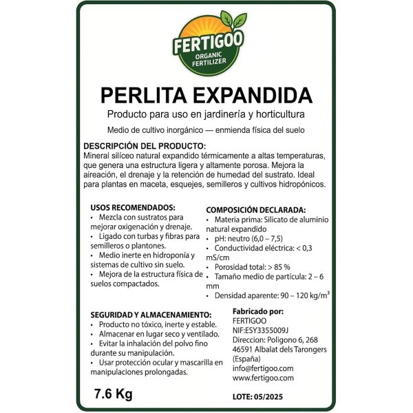 Perlita para Plantas - Mineral Perlite para Mezclar con Tierra/Sustrato - Perlita Expandida – Sustrato Ligero para Jardinería y Macetas, Mejora Drenaje - Imagen 6