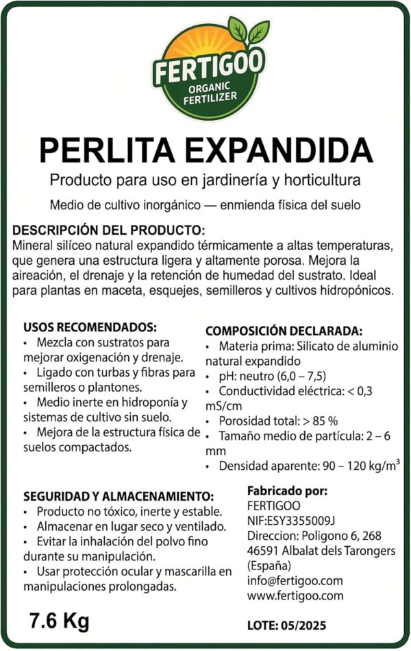 Perlita para Plantas 25L – Sustrato ligero y drenante para macetas y huerto - Imagen 6