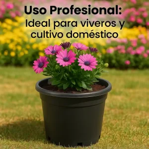 5 Macetas 16L Exterior Plastico con Drenaje –30x33x29,5 cm – Resistente a UV y Heladas – Maceta Exterior y Apilable – Cultivo Indoor/Outdoor Color Negro - Imagen 4