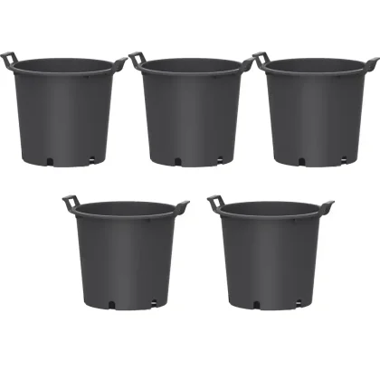 5 Macetas 40L con asas para Frutales, 45x33,5 cm -  Huerto Urbano, Fondo con drenaje profesional tipo estrella para evitar encharcamientos - Color Mate