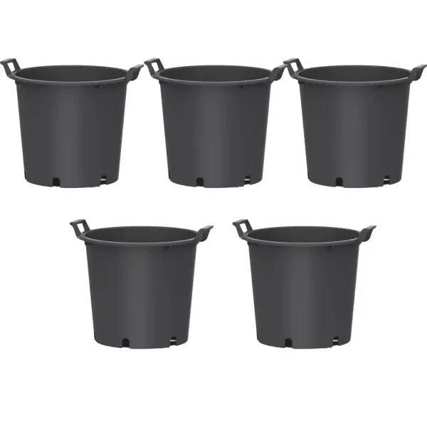 5 Macetas 40L con asas para Frutales, 45x33,5 cm -  Huerto Urbano, Fondo con drenaje profesional tipo estrella para evitar encharcamientos - Color Mate