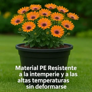5 Macetas 16L Exterior Plastico con Drenaje –30x33x29,5 cm – Resistente a UV y Heladas – Maceta Exterior y Apilable – Cultivo Indoor/Outdoor Color Negro - Imagen 8