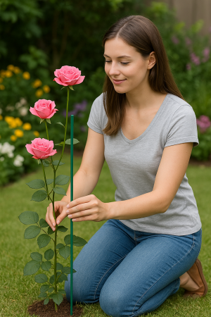 100 Tutores para Plantas - Soporte para Plantas de 60 cm - Ø 5,5/6mm estacas para jardín - Flores - Varillas color Verde - Imagen 4